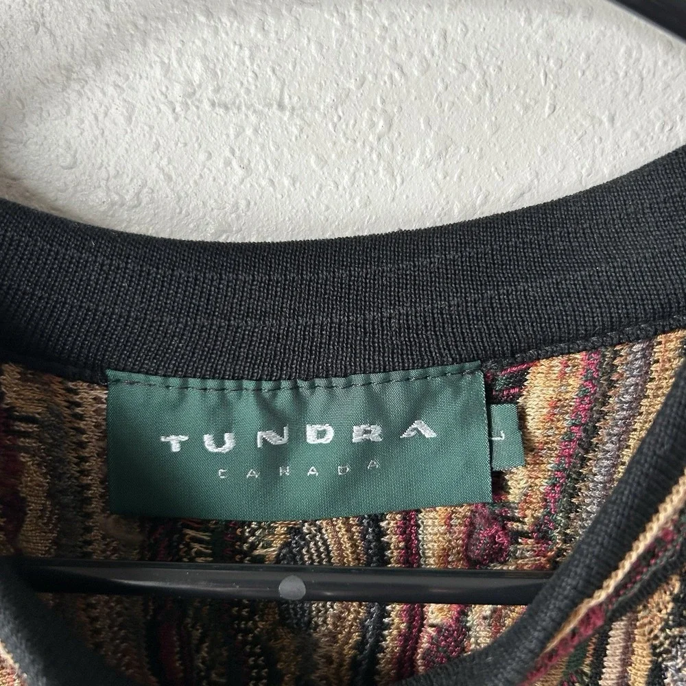 Vintage Tundra Abstract Knit Sweater 90s Crew Neck Biggie Coogi Cosby Style L